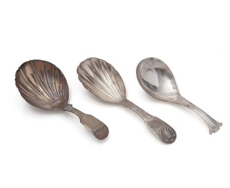 A George III silver Onslow pattern caddy spoon, by Thomas Northcote, London 1791, a silver Fiddle pattern caddy spoon, with a