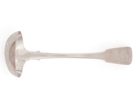 A silver Fiddle pattern toddy ladle, initialled "B", by Colin Richardson and John Lindsay, St. Andrews 1830-1860, 15.8cm long