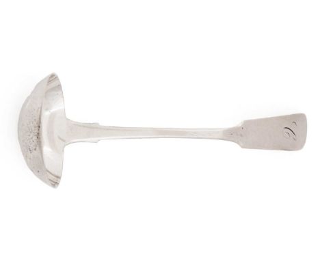 A silver Fiddle toddy ladle, initialled "C", by John Sellar, Wick 1825-1835, 15.8cm long, 0.95 oz.Condition - 7.5/10
