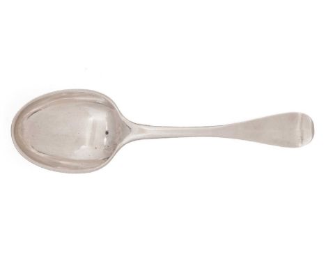 A silver tablespoon, Hanoverian pattern, initialled "MG", by Peter Spalding, Canongate 1750-1760, 20.8cm long, 2.3oz.Conditio