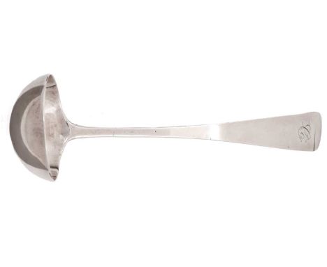 A silver toddy ladle, initialled "C", by John Keith, Banff 1810-1820, 16.3cm long, 1oz.Condition - 7/10