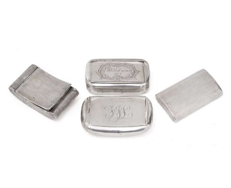 An Edwardian silver snuff box of rounded rectangular form, curved to fit the pocket, initialled, by W. Neale, Chester 1907; a