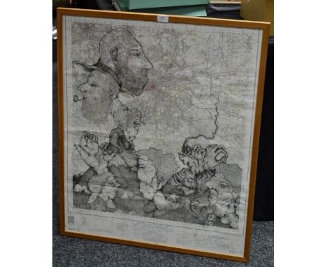 Max Bettney (Contemporary)Birmingham Ordnance Survey Map, Sheet 131, with illustrative characters drawn following the road li