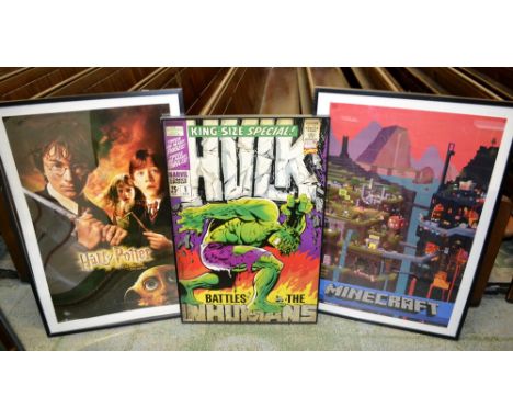Pictures and prints including print of Steve Davies signed in pencil; local photographs; Harry Potter poster; prints etc.