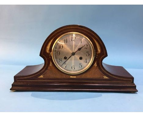 Inlaid mahogany Edwardian mantle clock