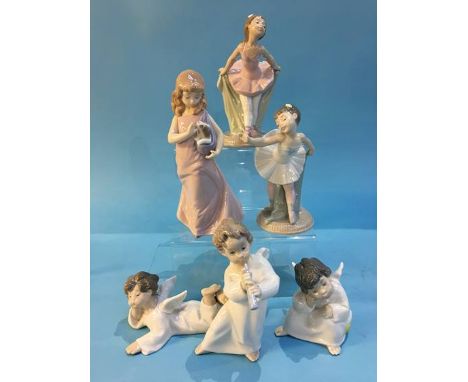 Three Lladro and three Nao figures (6)