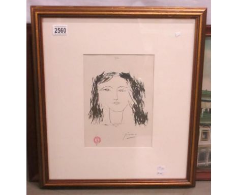 Pablo Picasso (1881-1973) Print of a young girl (portrait), stamped and signed in pencil.