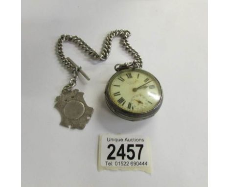 An early 20th century silver cased open face key wind pocket watch by Harris Stone of Leeds, white enamel dial with Roman num