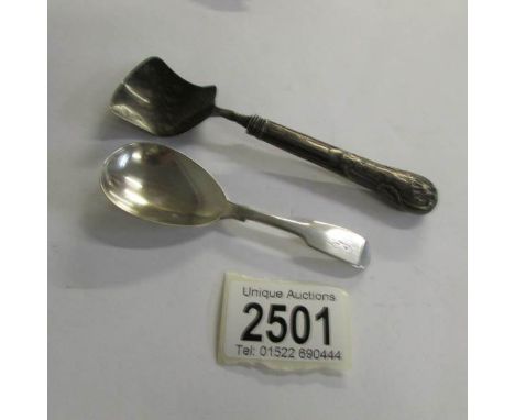 2 silver caddy spoons.