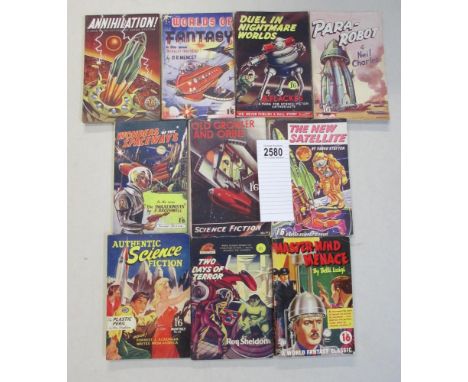 A good collection of 10 early Sci-Fi pulp magazines / books including Duel in Nightmare Worlds, Para-Robot, Mastermind Menace