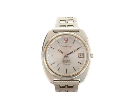 Omega Chronometer Constellation: a steel-cased Electronic F300Hz wristwatch, the silvered baton dial with date aperture, fitt