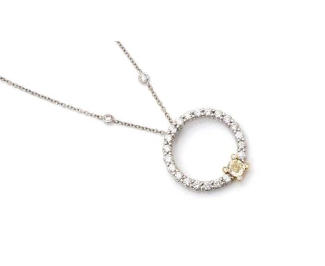 A diamond pendant, the principal brilliant cut diamond measuring 5.89 x 5.50 x 3.30mm estimated to weigh 0.83, colour Y-Z, wi