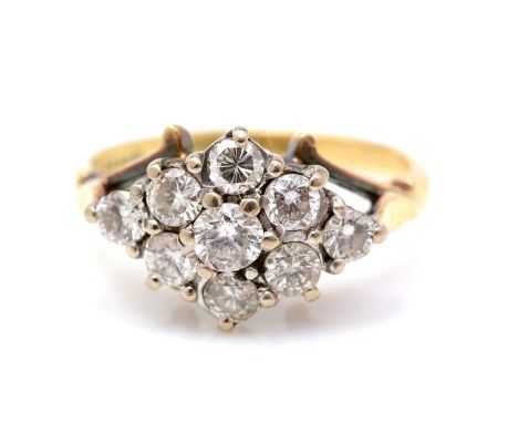 A diamond ring, the nine brilliant cut diamonds weighing approximately 0.50carats in marquise-shaped mount, on 18ct yellow go