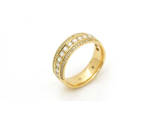 A diamond ring by Catherine Best, total diamond weight approximately 0.98carats, in 18ct yellow gold mount, ring size R, 9.5g