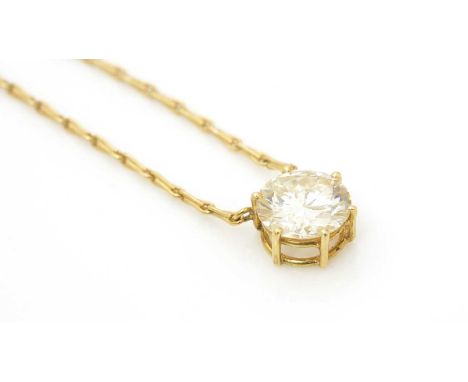 A single stone diamond pendant, the brilliant-cut diamond measuring 8.96-917 x 5.20mm estimated to weigh 2.61carats, clarity 