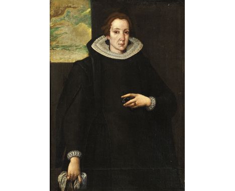 Scuola italiana, XVII secolo Ritratto di nobildonna Olio su tela, cm 106x69 Italian school, 17th century, Portrait of a Noble