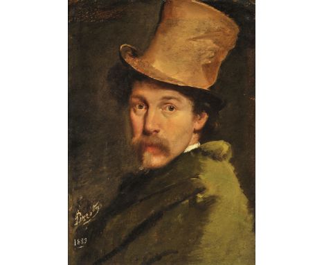 Giovanni Pezzotta  (Albino 1838 - Bergamo 1911) Autoritratto Firmato in basso a sinistra: Pezzotta 1883 Olio su tela, cm 52,8