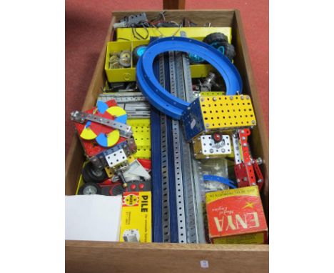A Good Quantity of Meccano, including 24" girders, motors, made up models, wheels, plus an 'Enya' model engine all used.
