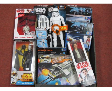 A Quantity of Modern Star Wars Plastic Model Action figures and Space Vehicles, predominantly by Hasbro including Star Wars R