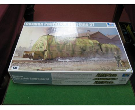 A Trumpeter 1:35th Scale Plastic Model Kit #00219 German Panzerlok Baureine 57 'Armored Train', appears as new with parts in 