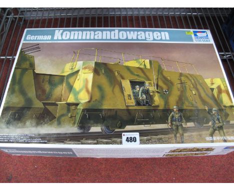 A Trumpeter 1:35th Scale Plastic Model Kit #01510 German Kommandowagen 'Armored Train Unit', appears as new with part in seal
