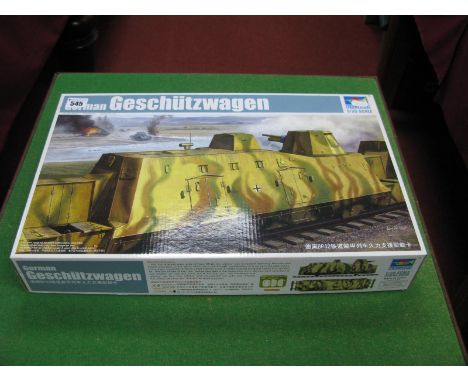 A Trumpeter 1:35th Scale Plastic Model Kit #01509 German Geschutzwagen 'Armored Train Unit, appears as new with parts in unop