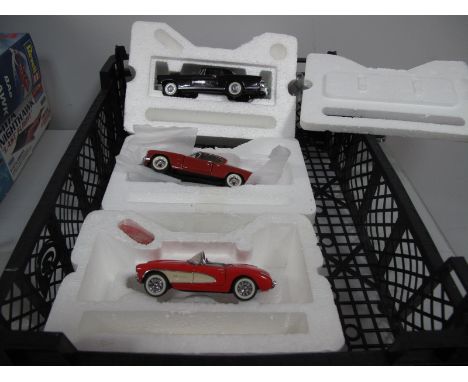 Three 1:43rd Scale Franklin Mint Diecast Precision Models, to include Chevrolet Corvette, Studebaker Starling, Lincoln Contin