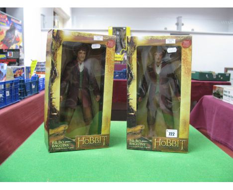 Two 'The Hobbit' Bilbo Baggins 1/4 Scale Plastic Action Figures, boxed.