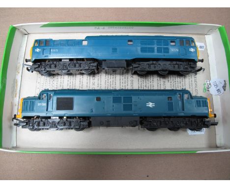 Two "OO" Scale Diesel Locomotives, a Class 37 and a Class 31 (damaged), both BR blue, unboxed.