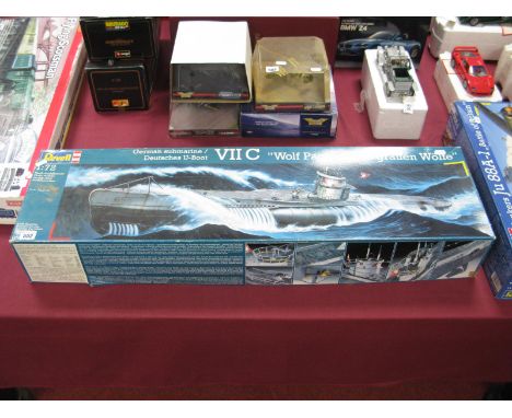 A Revell 1:72nd Scale Plastic Model German Submarine Kit, #05015 Deutsches U-Boat VIIC "Wolf Pack", kit appears unstarted, se