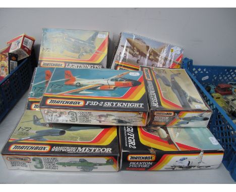 Eight Matchbox 1:72nd Scale Plastic Model Military Aircraft Kits, all jets including Phantom FG1/FGR, Panavia Tornado F, kits