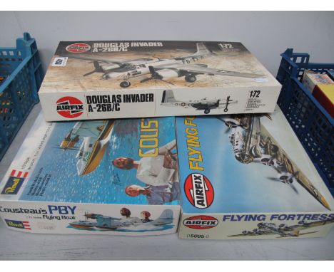 Three 1:72nd Scale Plastic Model Aircraft Kits, to include Airfix Flying Fortress, Airfix Douglas Invader A-26B/C, Revell Cou