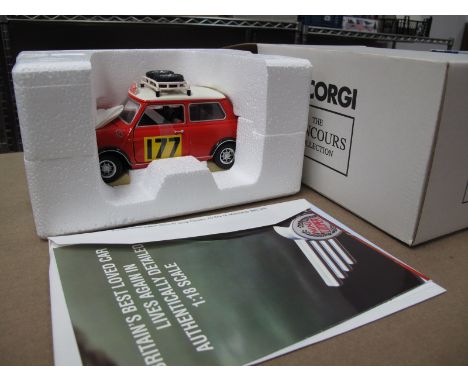 A Boxed Corgi 1:18th Scale 'The Conrours Collection' #99594 Mini Cooper Rally, Certified No 2033 of 7500.