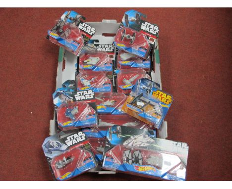 Approximately Thirteen Modern Star Wars Plastic Model Space Vehicles, by Hot Wheels, including Tie Fighter vs.Millennium Falc