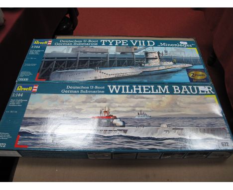 Two Revell 1:144th Scale Plastic Model German Submarine Kits, comprising of #05009 Deutsches U-Boat Type VIID "Minenleger", #