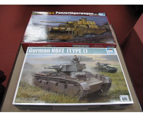 Two Trumpeter 1:35th Scale Plastic Model Military German Tank Kits, comprising of #00369 German Panzerjagerwagen Vol.2, 05527