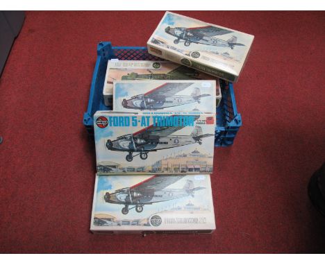 Five Airfix 1:72nd Scale Plastic Model Aircraft Kits, including Ford Trimotor (3), Junkers JU 52, some loose parts noted off 