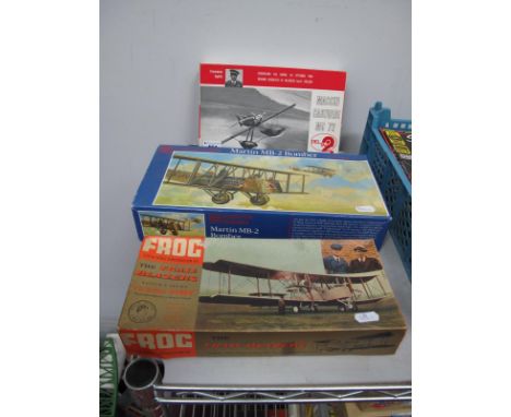 Three Plastic Model Military Aircraft Kits, comprising of 1:72nd scale Macchi Castoldi ML 72 by Delta 2, 1:74th scale Martin 
