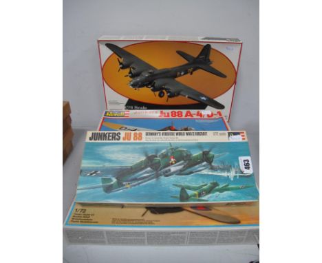 Five 1:72nd Scale Plastic Model Military Aircraft Kits, by Revell including Avro Lancaster MKI, B-17 E Memphis Belle, some lo