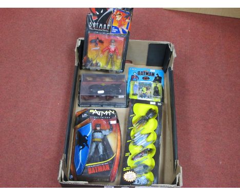 A Quantity of Modern Batman Themed Plastic and Diecast Toy Model Figures and Vehicles, to include Scarecrow with Thrashing Si