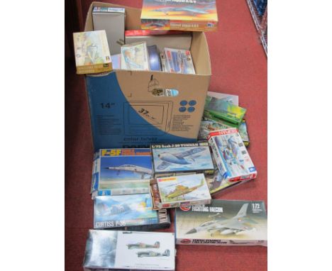A Quantity of Plastic Model Military Aircraft Kits, by assorted makers, all kits have either been started painted parts missi