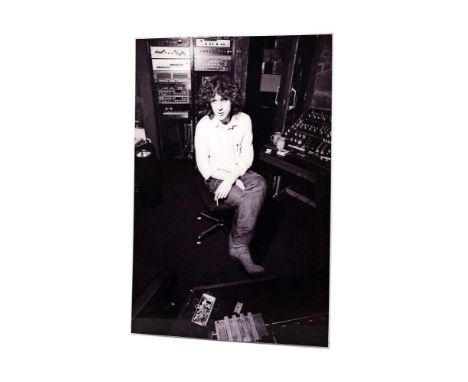 MARTIN HANNETT KEVIN CUMMINGS STUDIO PORTRAIT. A mounted photographic print of Martin Hannett in studio setting that was made