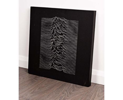 UNKNOWN PLEASURES ART PRINT LARGE. A print onto framed canvas of the famous 'Unknown Pleasures' artwork. Measures approx 20 x