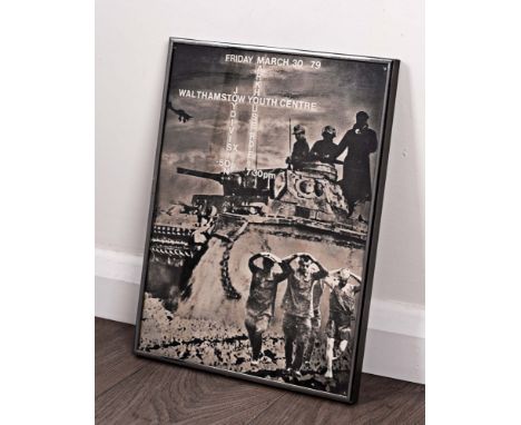 ORIGINAL JOY DIVISION WALTHAMSTOW POSTER BY DAVID PILS. Frame measures approx 31 x 41cm. Some light creasing to image."This p