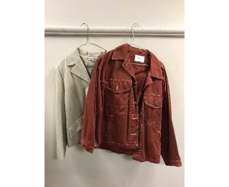 A full rail of lady's jackets, leather jackets, lady's vintage suits 