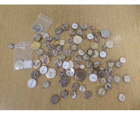 A quantity of vintage wristwatch movements including chronographs, Omega and Beuche Girod examples etc (approx 89)
