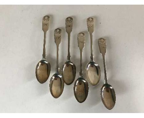 A set of six sterling silver teaspoons with initials