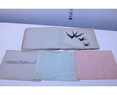 A antique sketch book and with assorted ephemera dating from 1913 onwards 