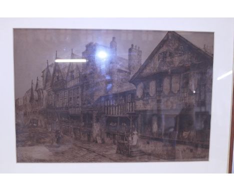 A large framed William Monk pen and ink sketch 73x55 signed Monk 1894, shipping unavailable 