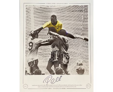 PELE Hand signed 20x16in size. Colourised Print. Limited Edition 78/100. Sporting Legends, Autograph Editions. Signature Slig